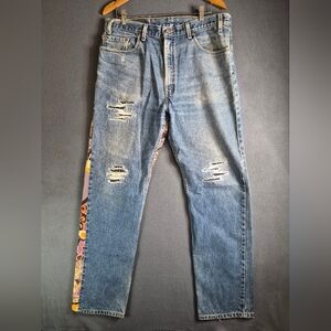 Evisu Dragon Patchwork Jeans Distressed Denim Y2K Mens 38